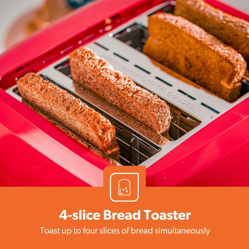 image 1 of GEEPAS 4 Slice Toaster 1400W, Red