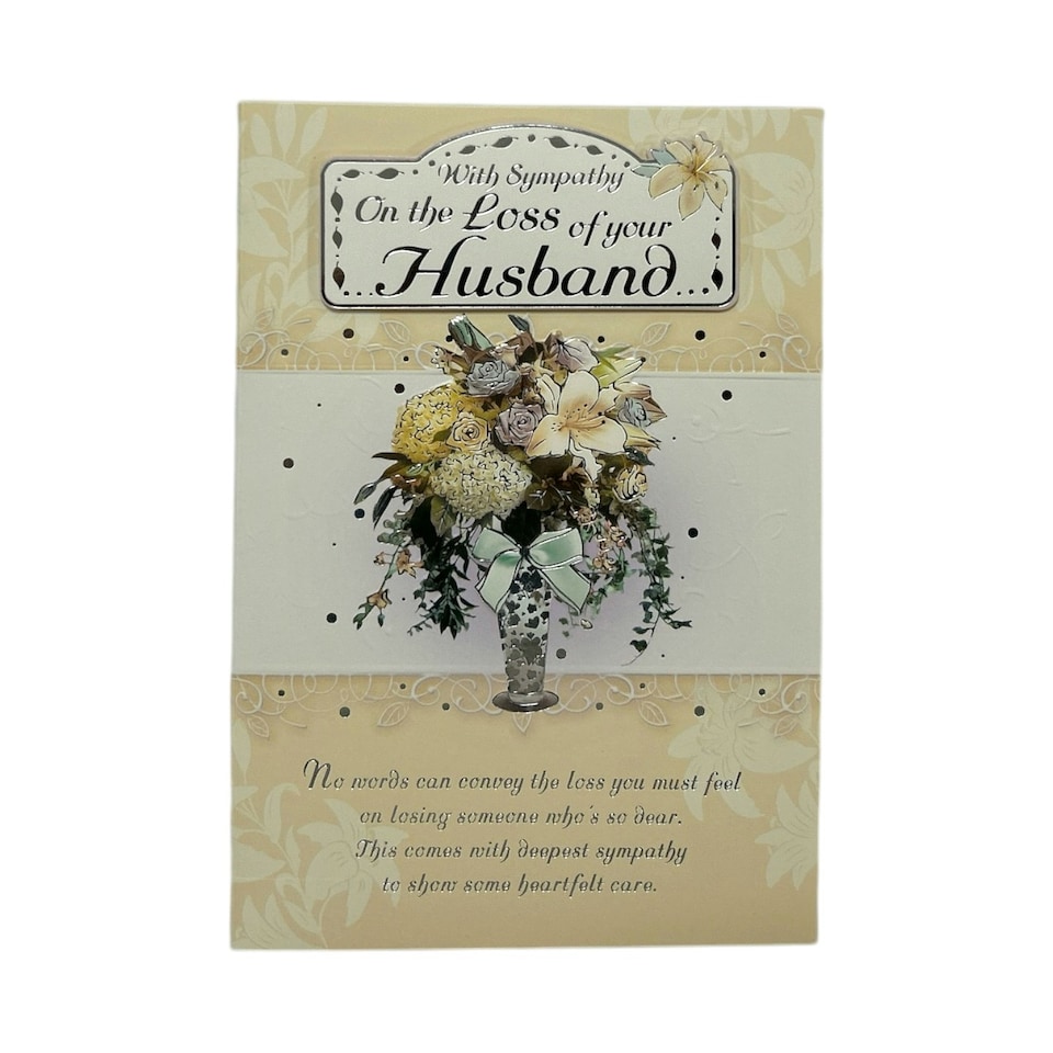 image 1 of The Loss of Your Husband Lily Flower Pot Design Sympathy Card