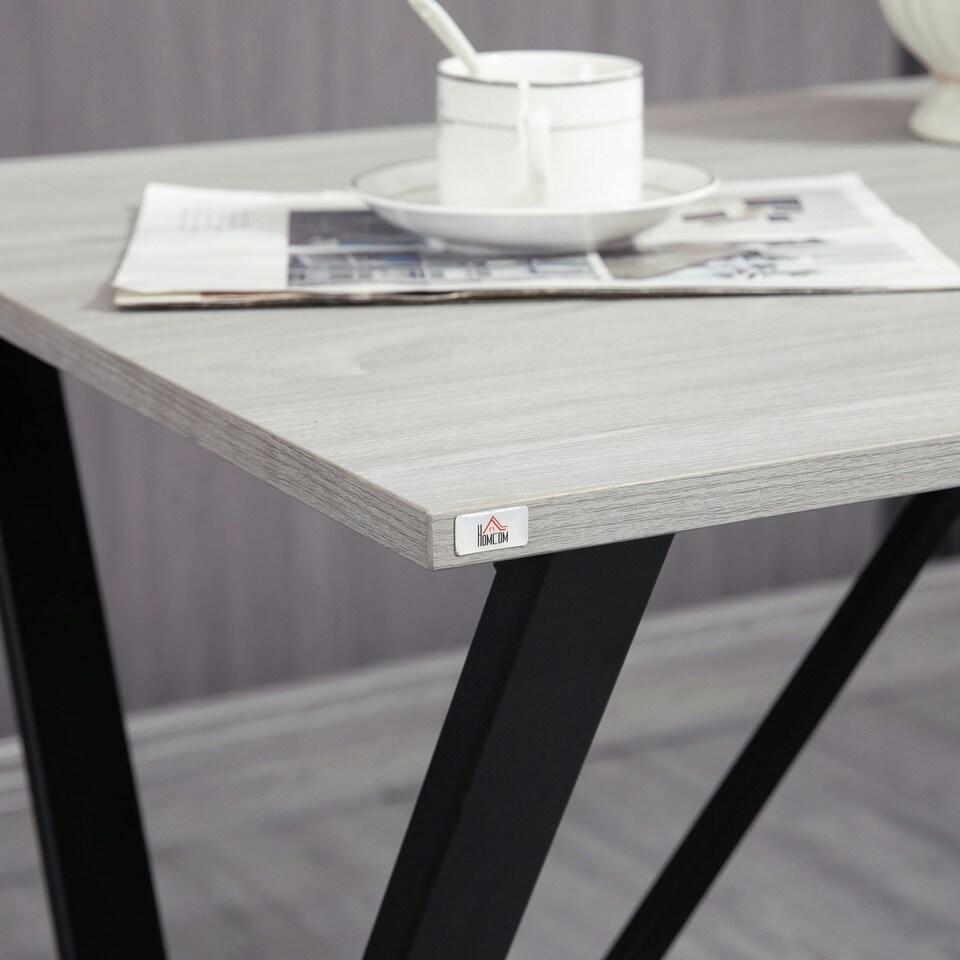 image 1 of HOMCOM 120 cm Rectangular Breakfast Bar Table for 4 People, Steel Legs, White