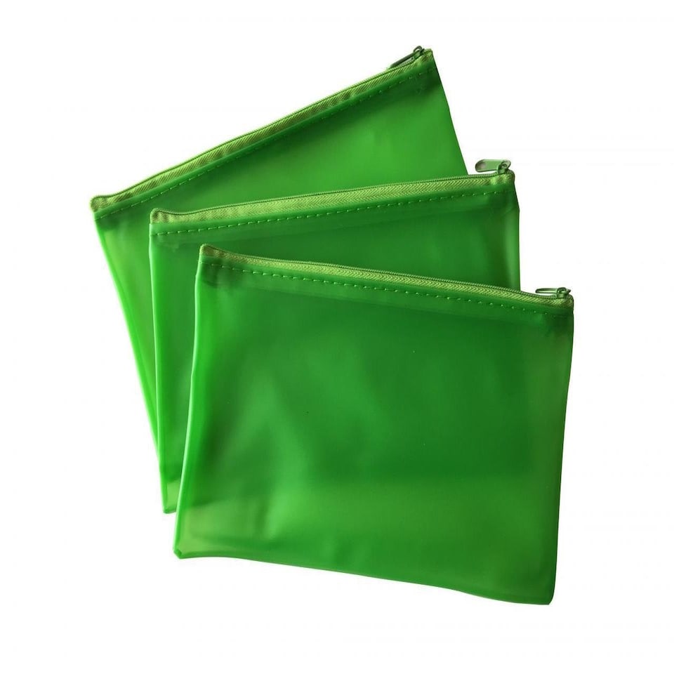 image 1 of 8x5" Frosted Green Pencil Case - See Through Exam Clear Translucent