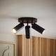 image 3 of ValueLights Taylor Black 3 Way Adjustable Spotlight Ceiling Light & Bulbs | Cream