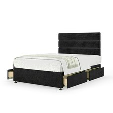 Black Naples Velvet 4 Drawer Divan Base and Milan Headboard Small Double
