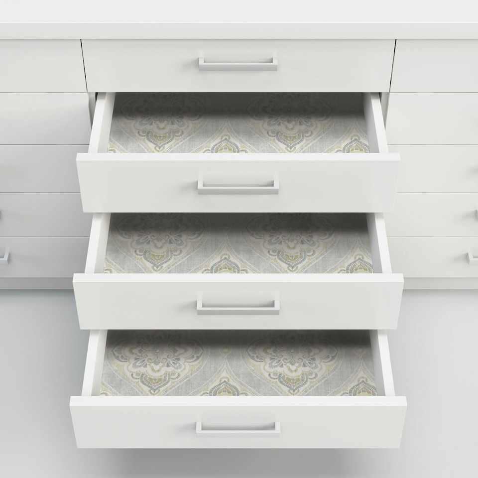 image 1 of NuWallpaper NU3252 Alida Peel & Stick Wallpaper, Grey & Yellow Multi