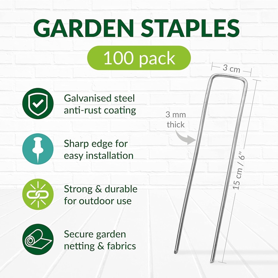 image 1 of Metal U-shaped Garden Pegs for Fixing Artificial Grass, Garden Cloth, Peat Mats and Nets