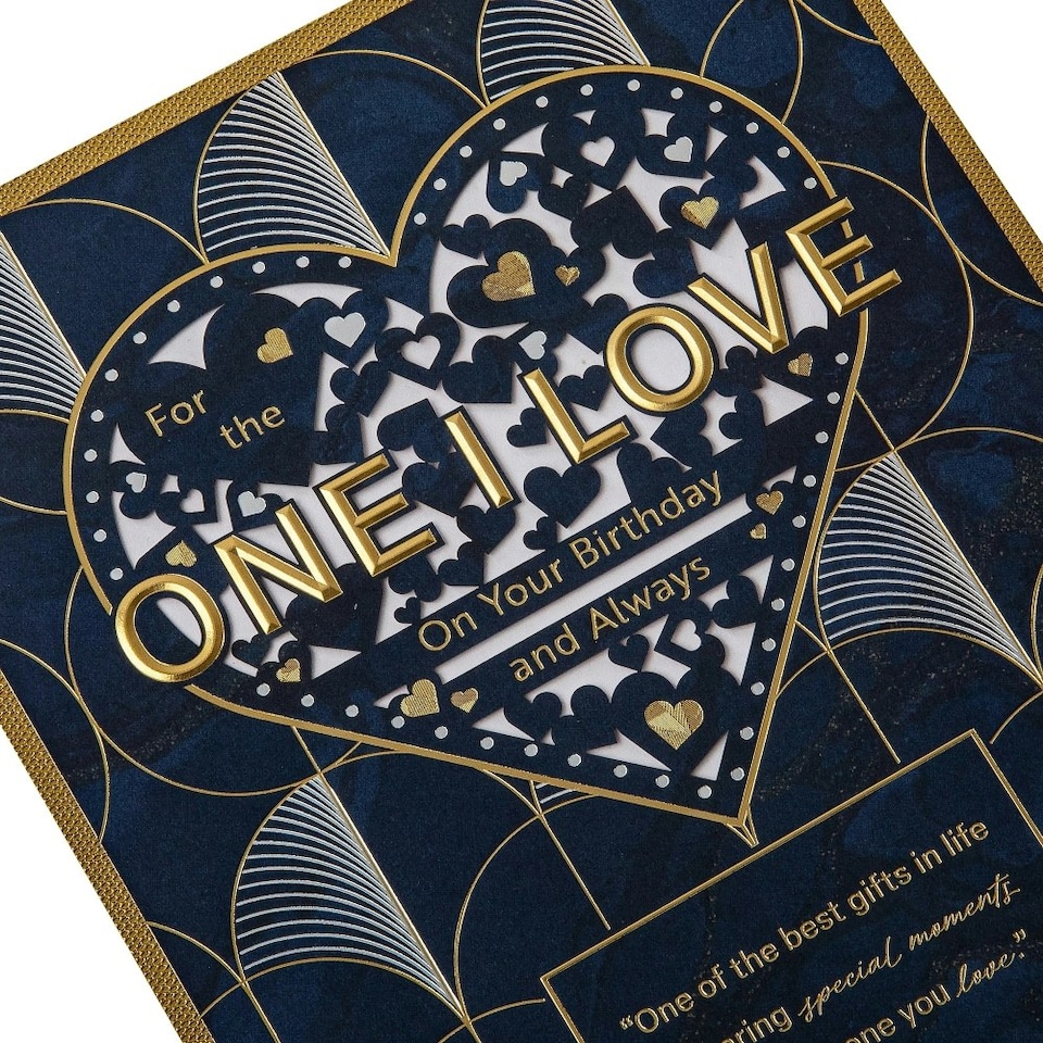 image 1 of Dark Patterned Design with Heart for One I Love Birthday Card