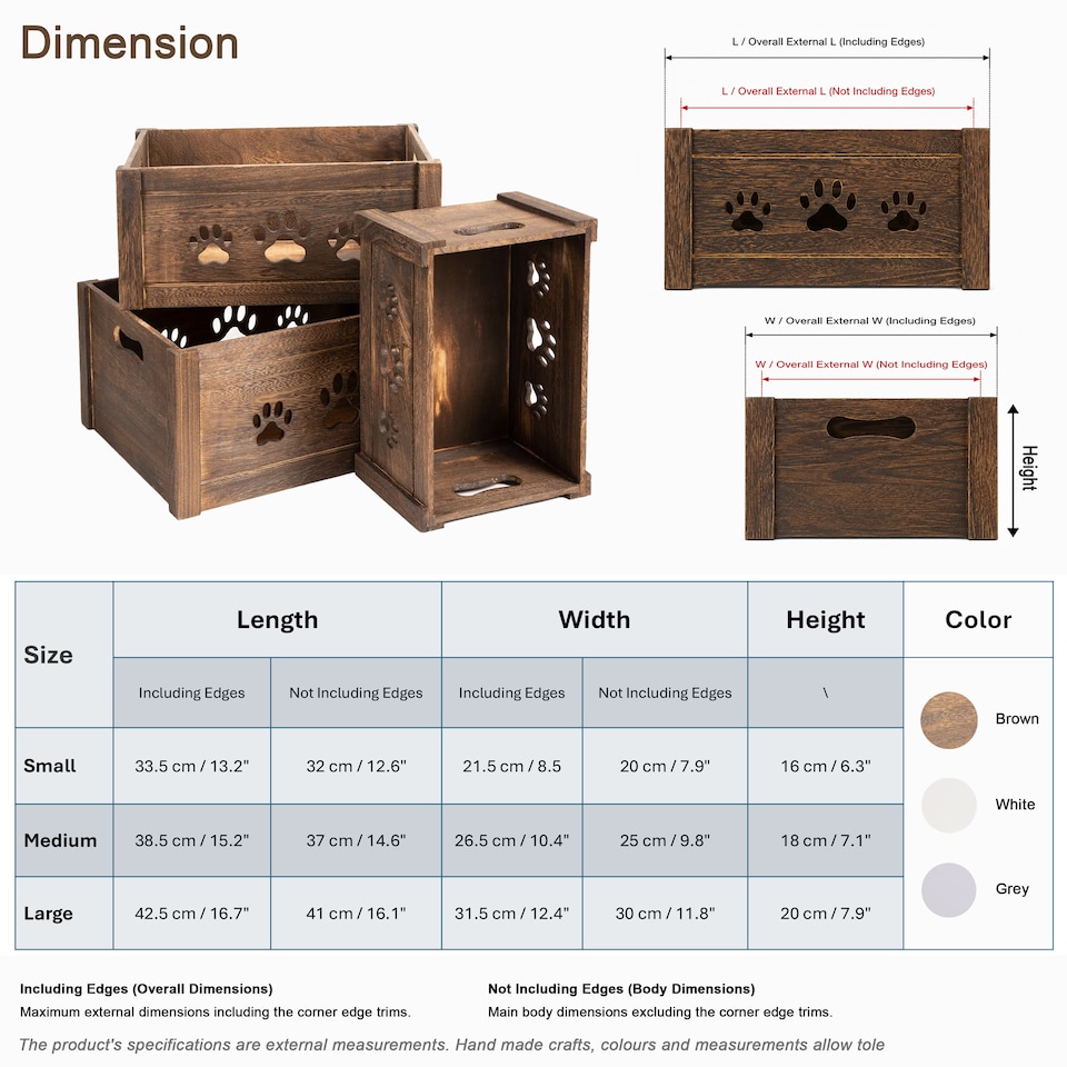image 1 of Paw Shaped Cutout Dog Toys Chest Gift Hampers Storage Collection Box Wooden Crates Gift Hampers (Brown, Small)