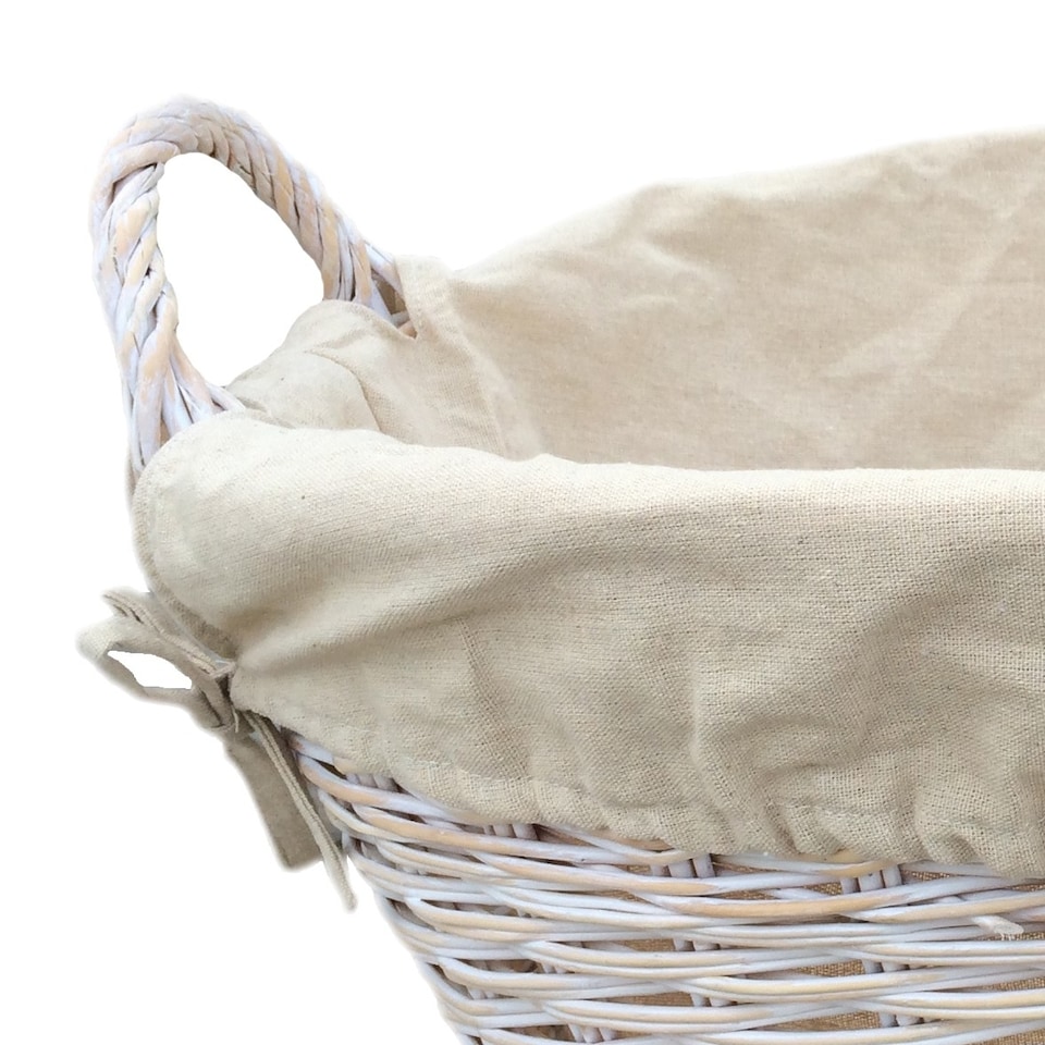 image 1 of White Finish Lined Wash Basket | Grey | Grey