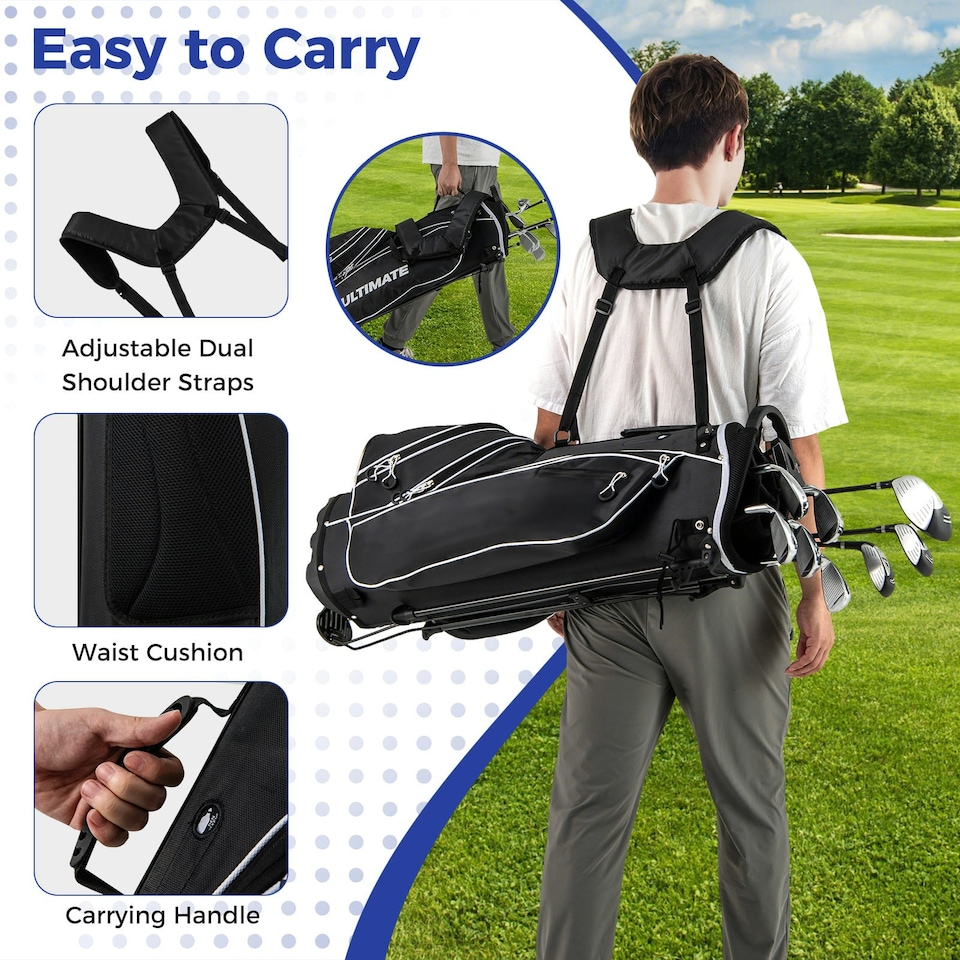 image 1 of COSTWAY Men's Complete Golf Clubs Package Set 10 Pieces Black