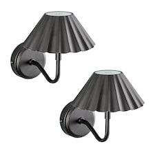 ValueLights Avery Pair Black Rechargeable Wall Light & Integrated Bulb | Black