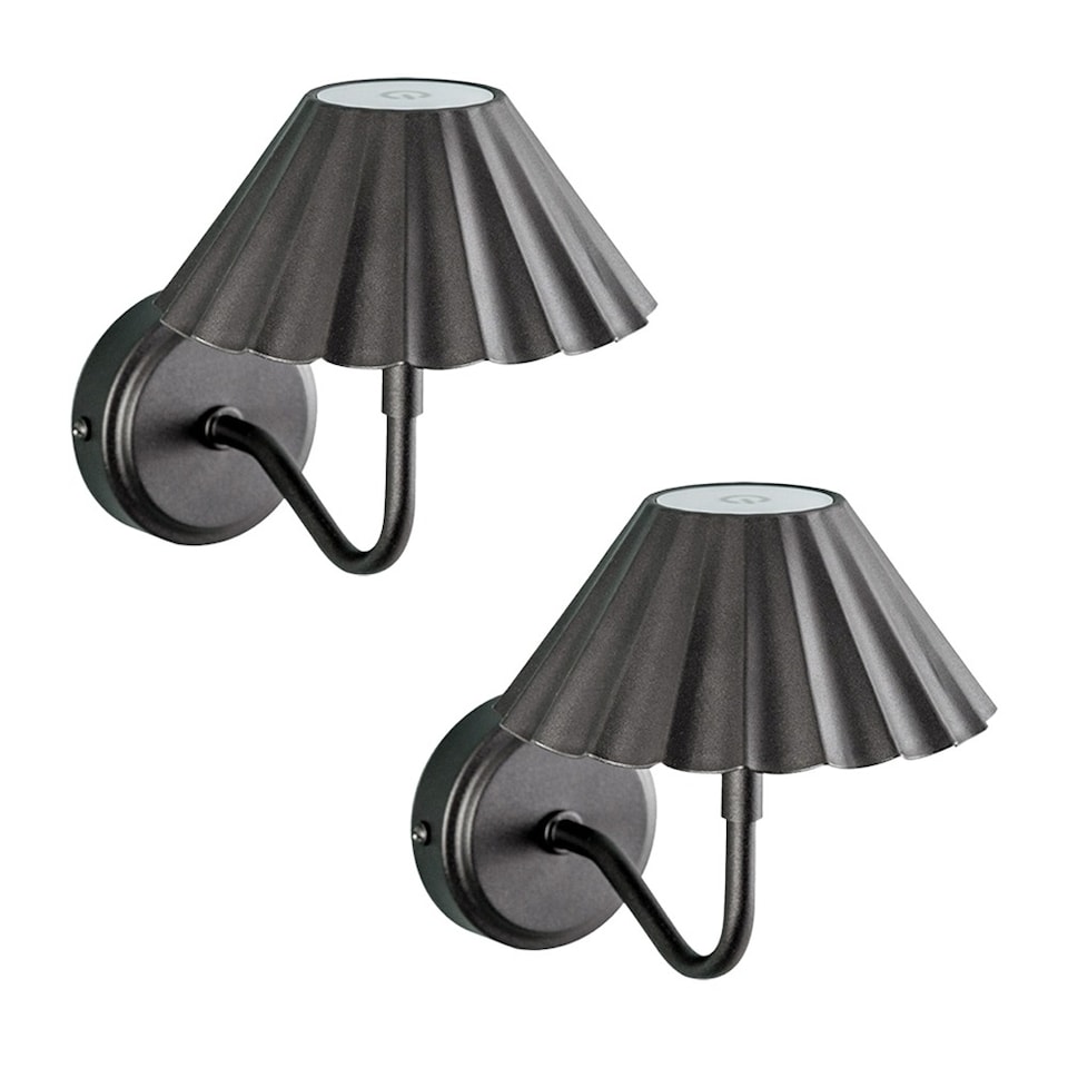 image 1 of ValueLights Avery Pair Black Rechargeable Wall Light & Integrated Bulb | Black