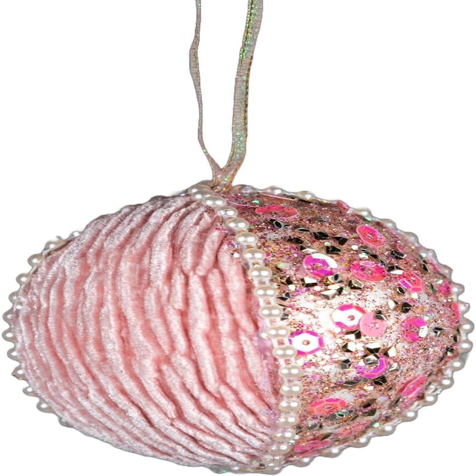 image 1 of 7cm Bauble Baby Pink - Christmas Hanging Decoration
