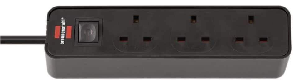 BRENNENSTUHL - Ecolor Mains Extension Lead, 3 Gang, 1.5m Lead, Black