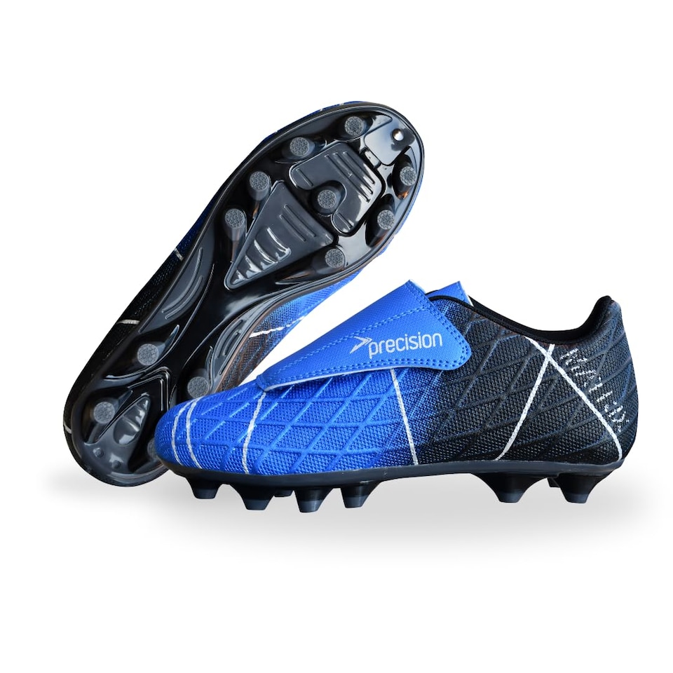 image 1 of Precision Matrix Firm Ground Football Boots, Kids Laceless Secure Fit, Comfortable, Durable, Ideal For Junior Footballers, Blue, Size 8 UK Child