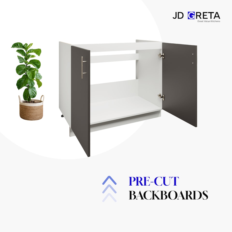 image 1 of JD Greta Adjustable Legs Kitchen Sink Unit 1000mm Cabinet With Doors - White Gloss With Worktop