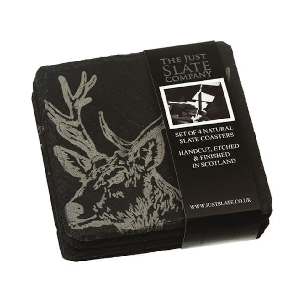 image 1 of The Just Slate Company Set of 4 Stag Slate Coasters