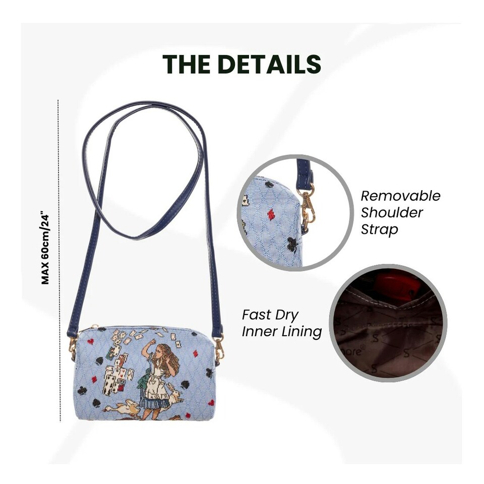 image 1 of Signare Hip Crossbody Bag - Alice in Wonderland Nothing But Cards Blue | Blue