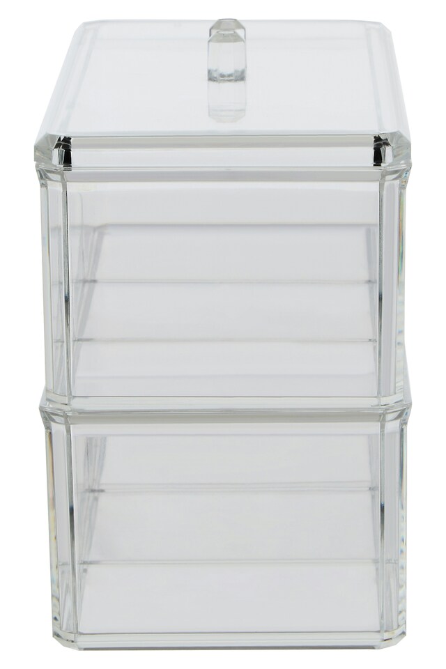 image 1 of Interiors by Premier Six Compartment Plastic Cosmetics Organiser, Makeup Drawer Organiser, Cosmetic Storage Box, Makeup Tray | Clear