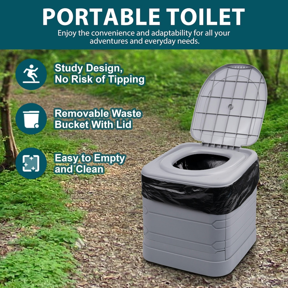 image 1 of 24L PORTABLE FOLDING CAMPING TOILET COMPACT POTTY LOO CARAVAN PICNIC FISHING