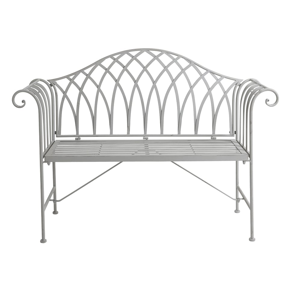 image 1 of Charles Bentley Decorative Wrought Iron Outdoor Rustic Bench - Grey