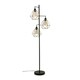 image 2 of ValueLights Balboa Painted Black Floor Lamp with Copper Tapered Shade and E27 Pear LED 4W Warm White 2700K Bulb