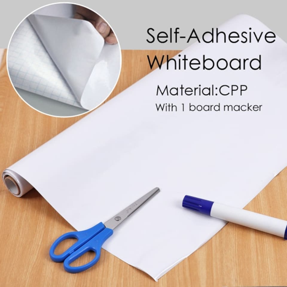 image 1 of Self Adhesive Whiteboard Roll with White board marker- 45cm x 2m