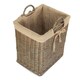 image 3 of Wicker Rectangular Log Basket with Lining Brown