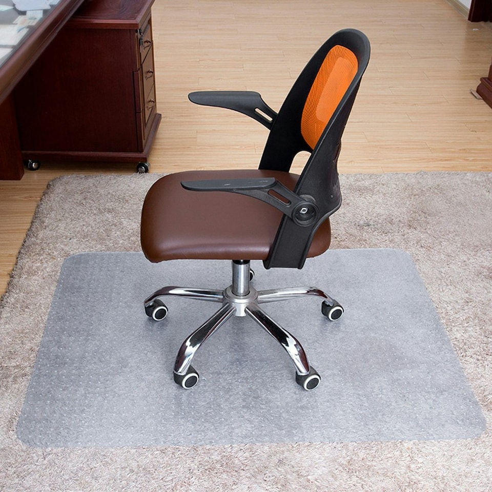 image 1 of Living and Home PVC Clear Rectangle Non-Slip Chair Mat Floor Carpet Floor Protector, 0.2 cm H