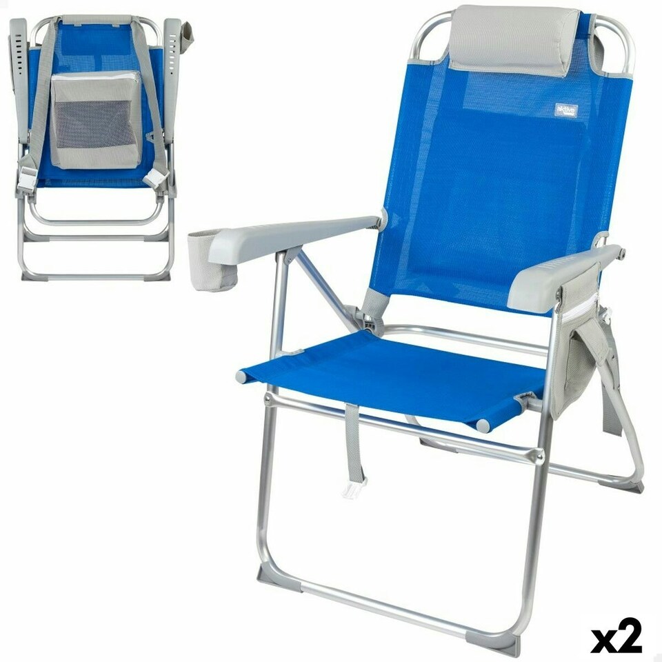 image 1 of Folding Chair with Headrest Aktive 47 x 99 x 63 cm Blue (2 Units) N/A