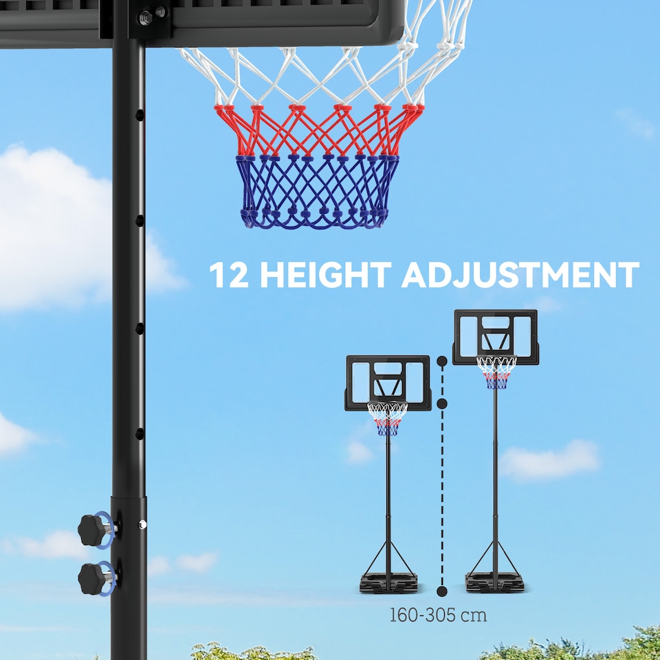 image 1 of SPORTNOW 2.3-3.05m Basketball Hoop and Stand with Weighted Base and Wheels