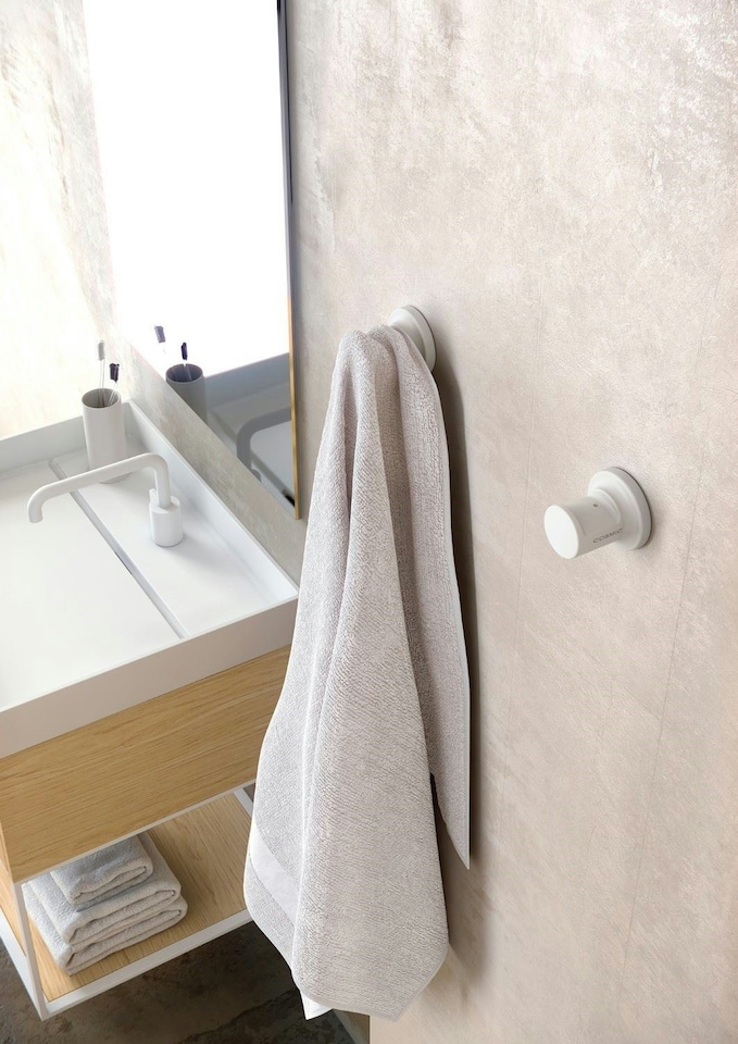 image 1 of Cosmic Wall-Mounted Towel Hook with Durable Metal for Bathroom Matt White