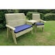 image 1 of Ergonomic Trio Set Wooden Garden Bench & Chair Set - L75 x W220 x H105 cm - Fully Assembled - Set of Waterproof Cushions Included
