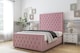 image 2 of Sloomy Monroe Pink Plush Bed Frame With 50" Upholstered Headboard 4' Small Double