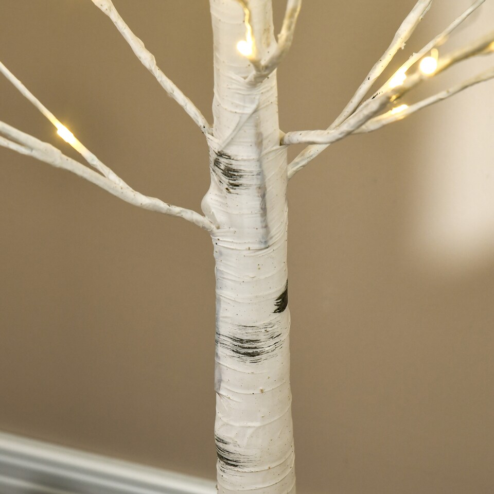 image 1 of HOMCOM 6ft Artificial White Birch Tree Light with Warm White Pre-Lit LED Light for Indoor and Covered Outdoor Use | White