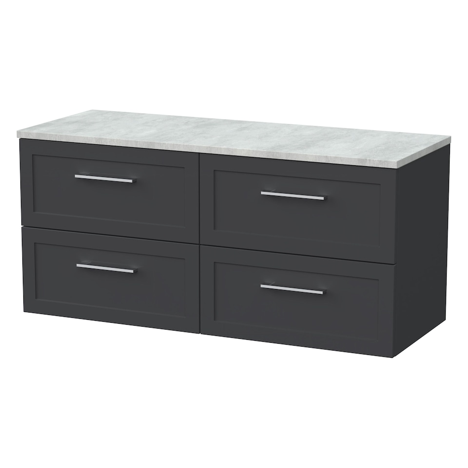 image 1 of Balterley Stonnall Traditional Wall Hung 4 Drawer Vanity Unit with Laminate Worktop, 1200mm, Dark Grey