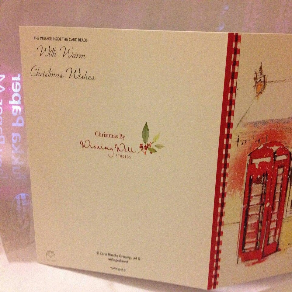 image 1 of Pack of 6 'Red Telephone & Lanterns' Design Christmas Greeting Cards