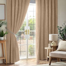Chenille Blackout Pencil Pleat Top Curtains 117cm x 229cm Beige | Brown | Beige | 1