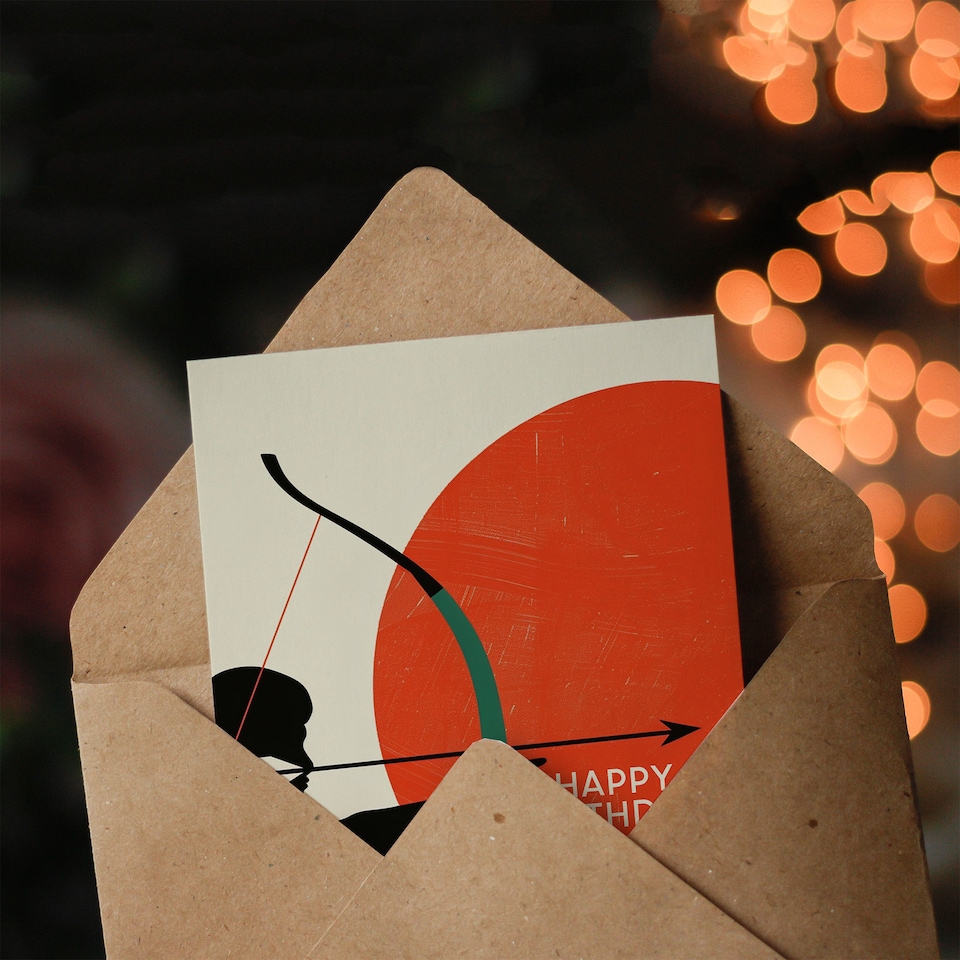 image 1 of Sagittarius Sun Archer Zodiac Sign Abstract Birthday Card