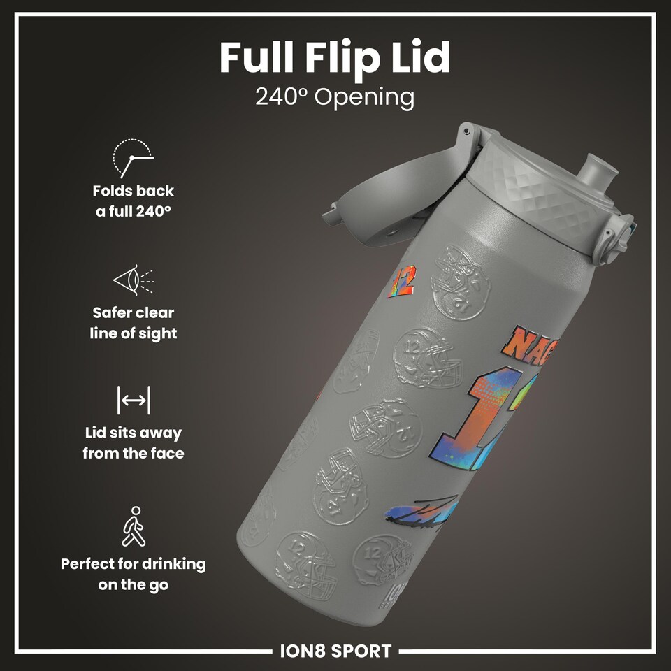 image 1 of NFL x Sports, Vacuum Insulated Steel Bottle, Series, 750ml (24oz) | Grey | NFLPA Signature Puka Nacua | One Size