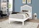 image 2 of 3ft Single White & oak finish chunky, strong solid wood wooden bed frame.Curved headboard head end, low foot end board