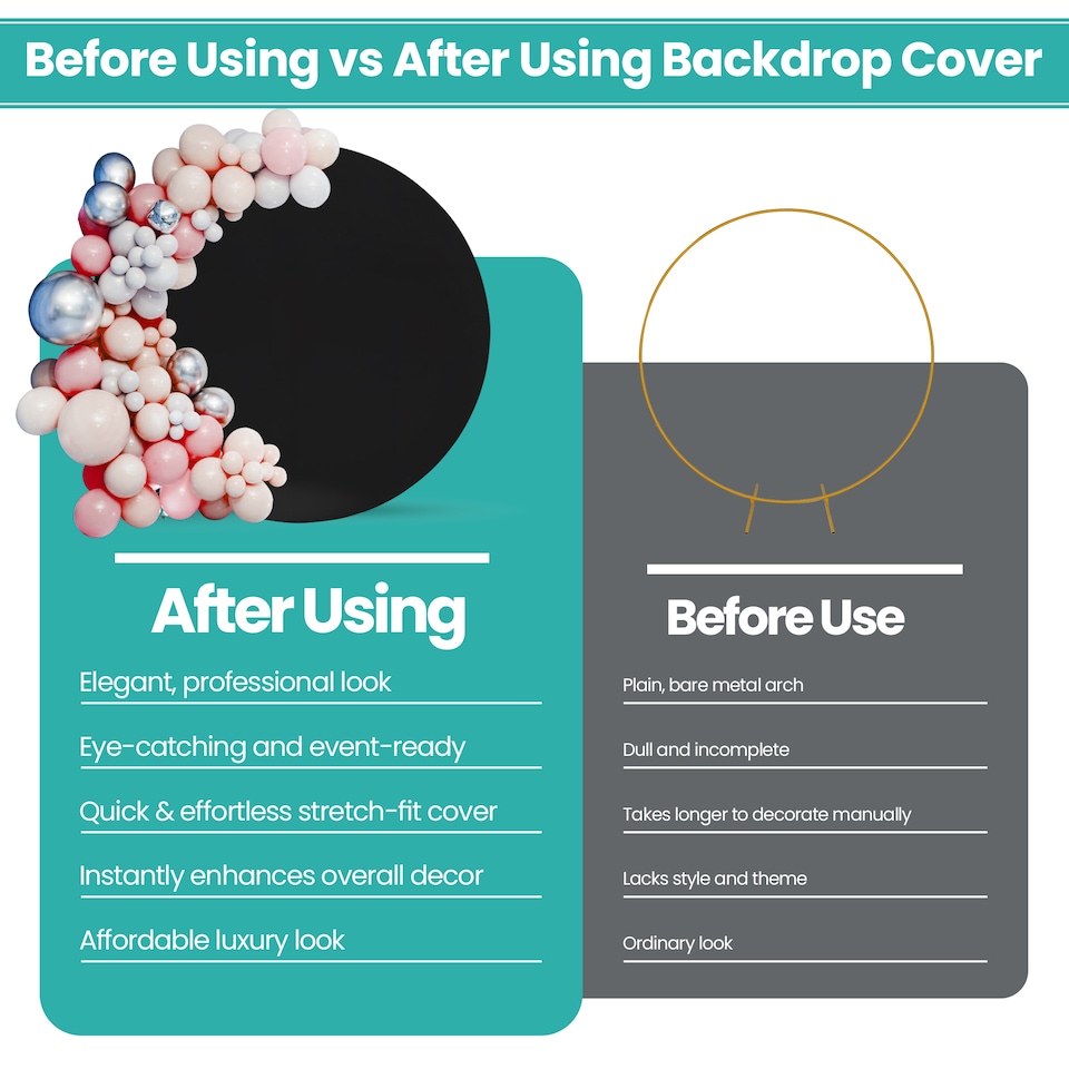 image 1 of 160GSM Black Round Arch Backdrop Cover - 200cm