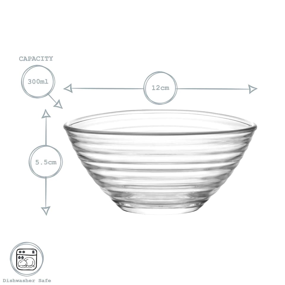 image 1 of LAV Derin Glass Serving Bowls - 12cm - Clear - Pack of 6 | Clear | Clear