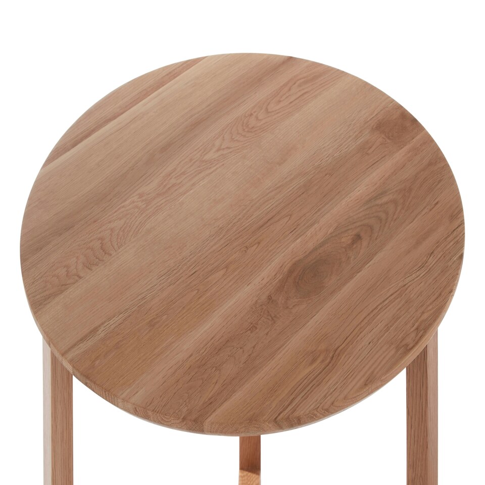image 1 of Interiors By Premier Simple Set Of 3 Oak Wood Side Tables, Understated Design Side Table By Couch, Richly Grained Lounge Table