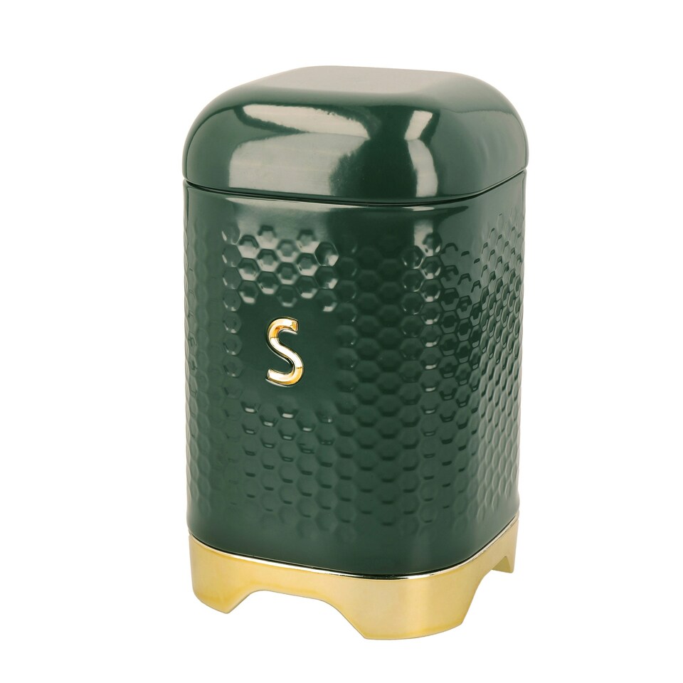 image 1 of Lovello Sugar Canister Green Textured 11x11cm