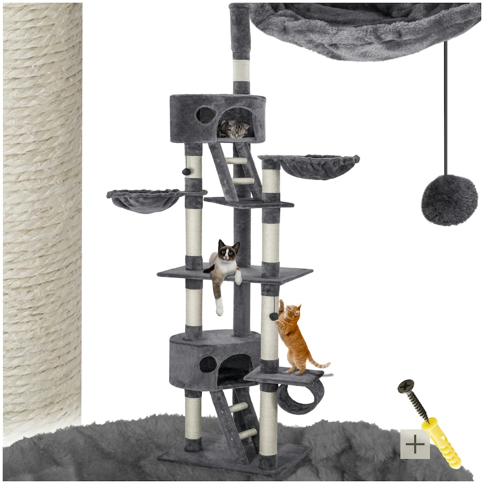 image 1 of Cat Tree Hansi - 243 to 260 cm, sisal cat scratching posts - Grey