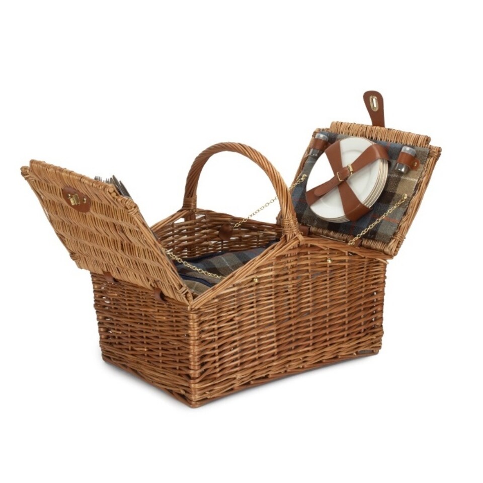 image 1 of 4 Person Ravenstor Double Lidded Fitted Wicker Picnic Basket