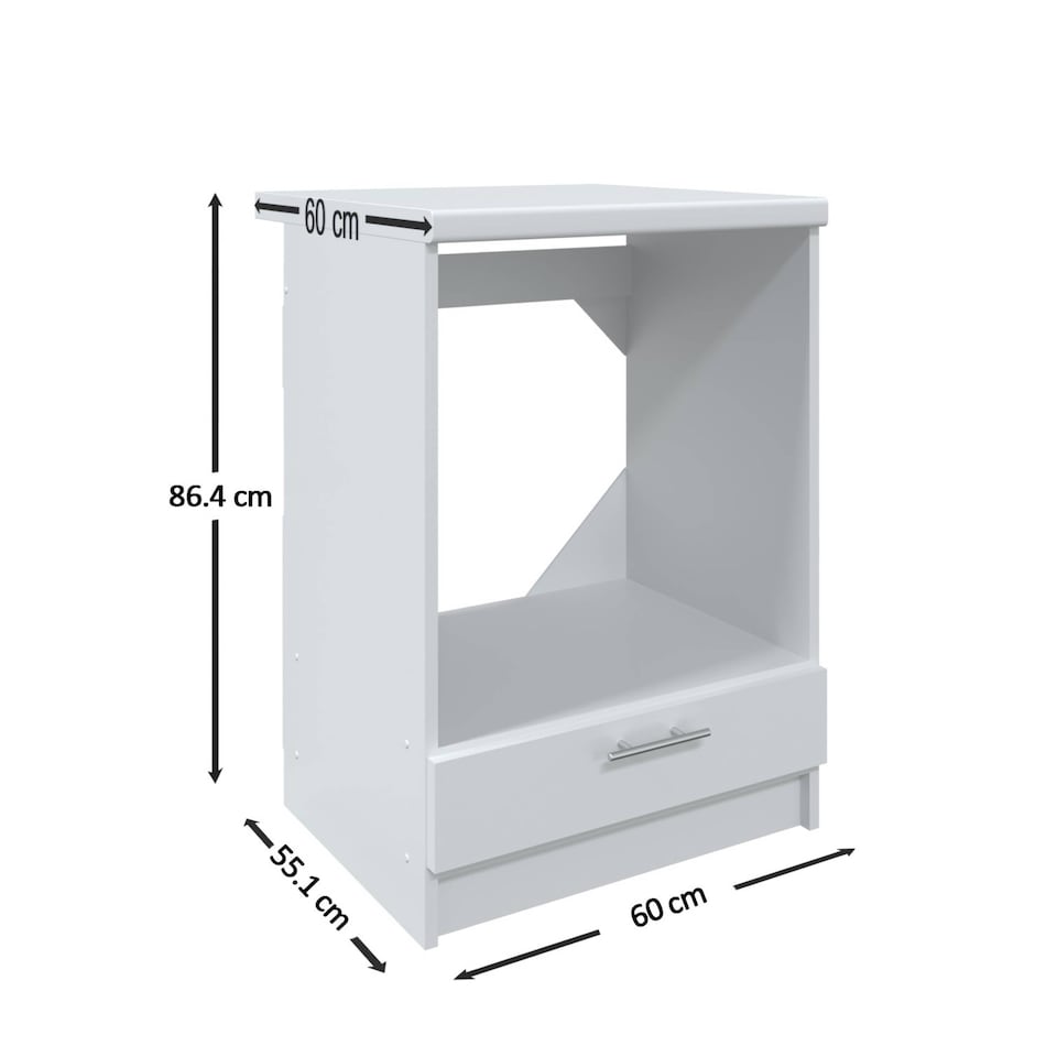 image 1 of JD Greta Kitchen Base Oven Unit 600mm Cabinet With Front 60cm White Gloss with Worktop