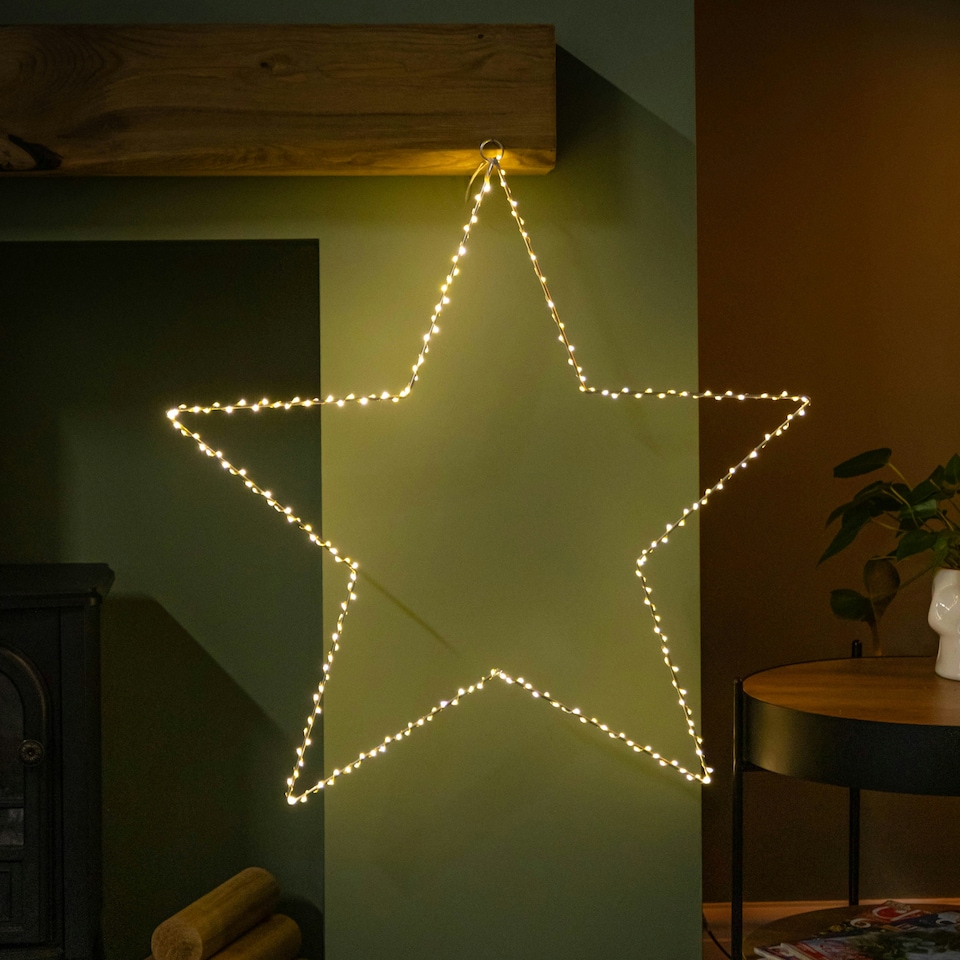 image 1 of 70cm Light up Dewdrop Christmas 2D Star with 230 Warm White LEDs & Timer Function