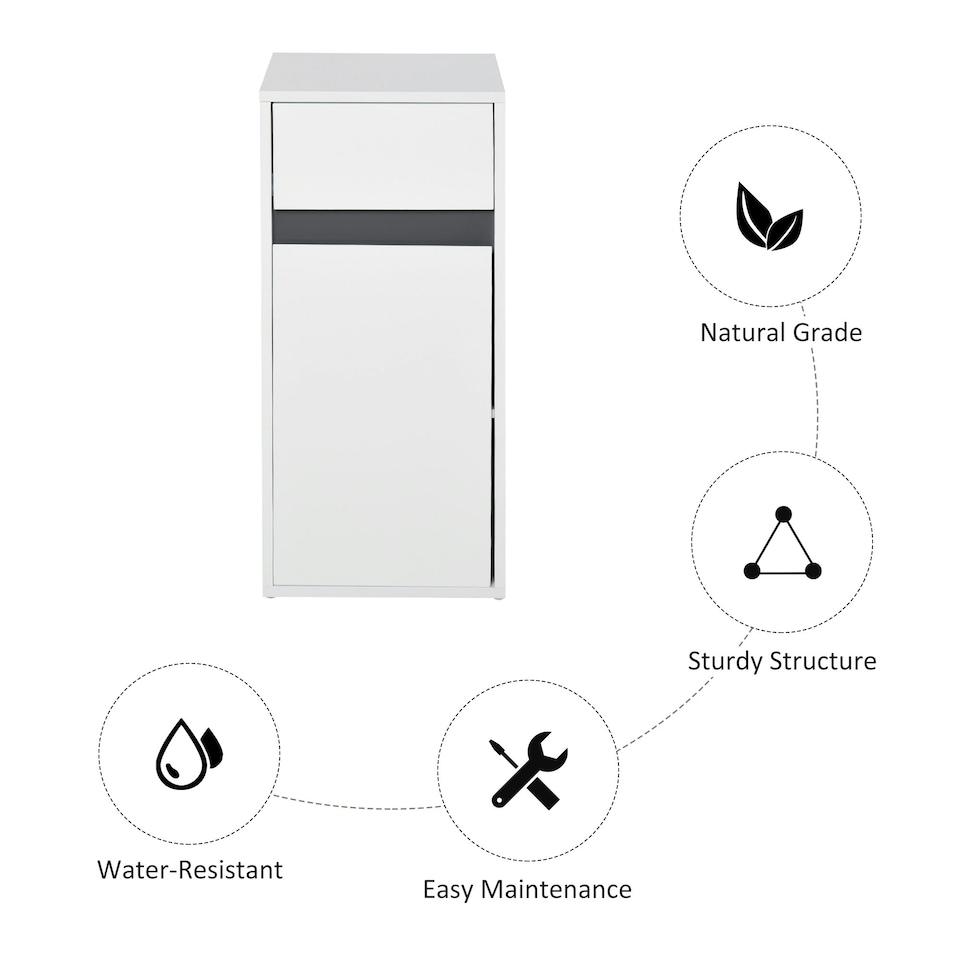image 1 of HOMCOM Modern Minimalistic Bathroom Storage Cabinet Drawer Cupboard Shelf White