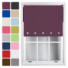 FURNISHED Blackout Roller Blinds with Round Eyelets Cut to Size Easy Fit Window Shade | Purple | Aubergine | (W) 90cm x (L) 165cm