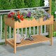 image 7 of Outsunny Wooden Herb Planter Stand 8 Cubes Bottom Shelf Raised Bed Natural